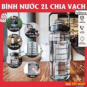 Bình Nước 2L 2000ML Cao Cấp Bình Đựng Nước Có Ống Hút (Giao Màu Ngẫu Nhiên)