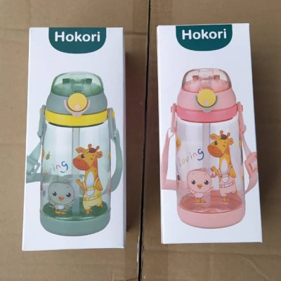 Bình đựng nước trẻ em 450ml Hokori chống tràn có ống hút cho bé đi học đi chơi hàng Cao cấp việt nhật - HÀNG VIỆT NAM