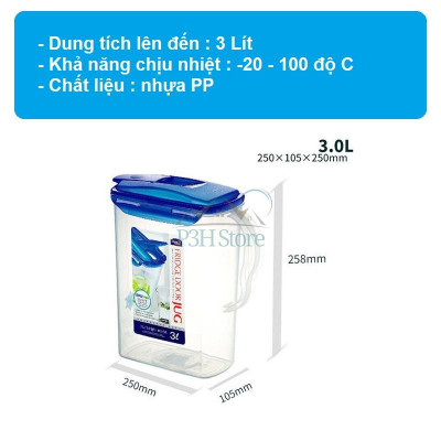 Bình nước Lock&Lock dạng rót Jug 1.5L/2L/3L HPL733 HPL735 HAP607 nhựa PP an toàn thực phẩm