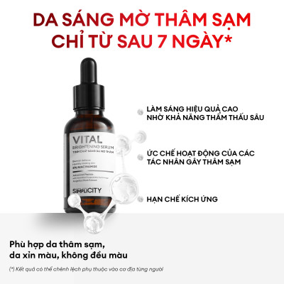 Bộ sản phẩm Men Stay Simplicity sáng da, mờ thâm cho nam: Sữa rửa mặt 100g + Vital Serum sáng da 30ml + Kem dưỡng ẩm 80g