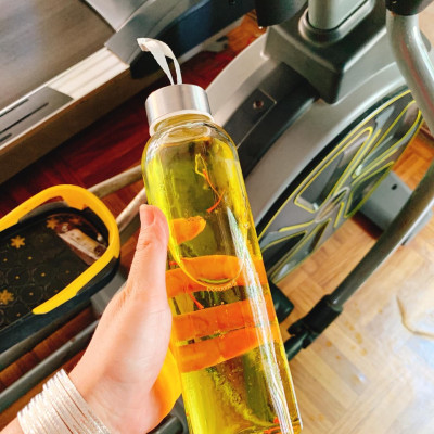 Bộ 5 BÌNH THUỶ TINH DETOX dây xách nắp bạc 500ml 