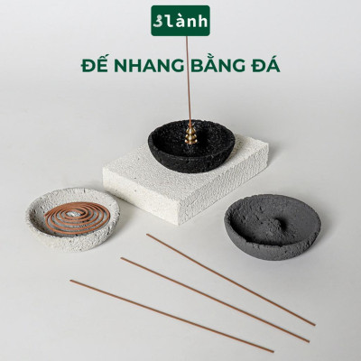 Đế Hứng Nhang Trầm Hương 3 Lành Bằng Đá Rộng Miệng Phong Cách Thiền Nhật Trang Trí Nhà Bàn Thờ Thiền