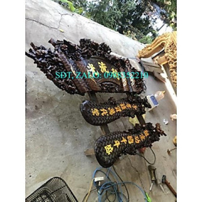 câu đối đôi bầu gỗ mít phun màu đen đậm