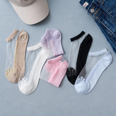 Sét 5 Đôi tất -Vớ Lụa Thủy Tinh Trong Suốt Trống Trượt - Kiểu Dáng Hót Trend Hàn Quốc hè 2020 ( Mã T02)