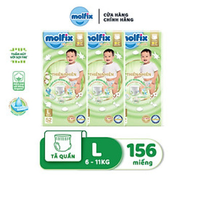 Combo 3 Tã/bỉm quần Molfix Thiên nhiên Super Jumbo M60/L52/XL42/XXL38