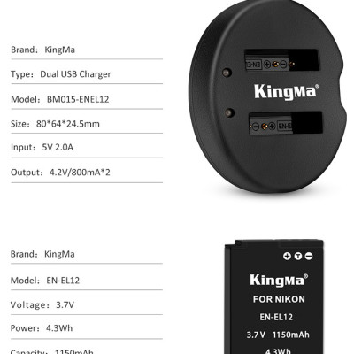 Pin Kingma cho Nikon EN-EL12, Hàng chính hãng