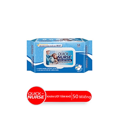 Combo Bao Khăn Giấy Ướt Tắm Khô Quick-Nurse, 50 miếng/bao