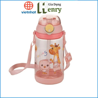 Bình đựng nước trẻ em 450ml Hokori chống tràn có ống hút cho bé đi học đi chơi hàng Cao cấp việt nhật - HÀNG VIỆT NAM