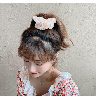 Dây buộc tóc Scrunchie kẻ ngang mầu sắc dễ thương HD83