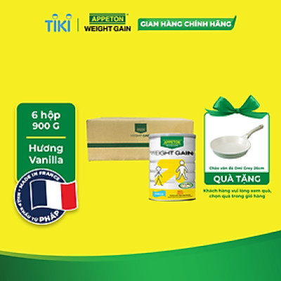 Thùng Sữa Appeton Weight Gain cho Người lớn hương Vanilla lon 900g - 6 Lon