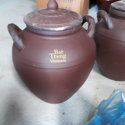Chum sành sứ Bát Tràng 2 quai 2 nắp nhiều dung tích 20 30 40 50 lít
