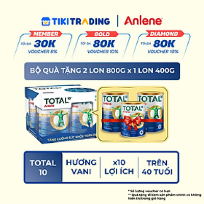 Combo 2 TPBS Anlene TOTAL 10 800g/lon - Tặng 1 lon Anlene Total 10 400g