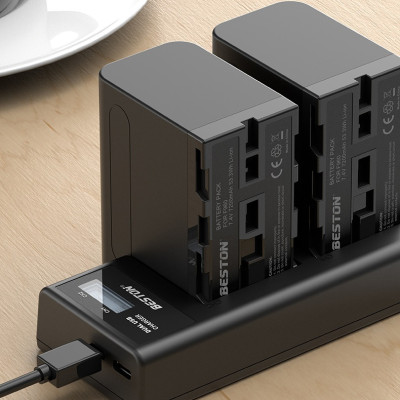 Bộ Pin F960/F750 Sạc Beston Dùng Cho Máy Ảnh Sony 6D 70D 60D 80D 5D3 5D2 6D2 7D2 5DSR 90D NX5 TRV1 - hàng nhập khẩu