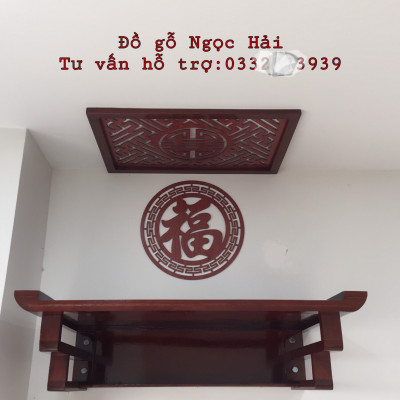 Bộ bàn thờ chung cư bằng gỗ sồi + ám khói + chữ phúc hay hoa văn bất kỳ