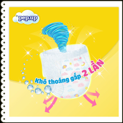 Combo 2 gói Tã/Bỉm Quần Em Bé Pep.up Extra Dry Siêu Mềm Mại, Siêu Khô Thoáng, Kháng Khuẩn Size XL (18 Miếng/Gói)