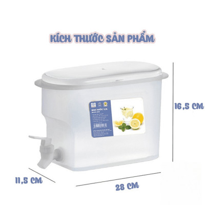 Bình nước 3.5L có vòi để tủ lạnh nhựa Việt Nhật