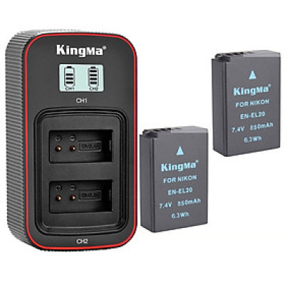 Pin sạc Kingma Ver 3 cho Nikon EN-EL20 (Sạc Type C siêu nhanh), Hàng chính hãng