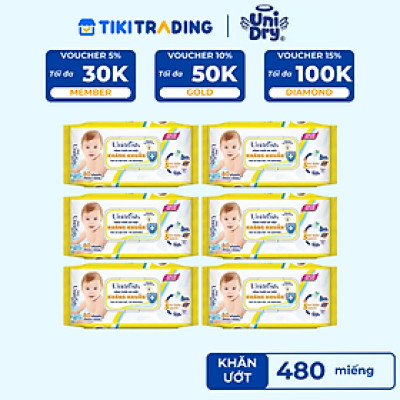 Combo 6 Khăn Ướt Unifresh Vitamin E 80M (80 Miếng)