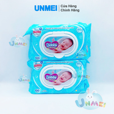 Combo Tiết Kiệm 3 Gói Khăn Ướt Bobby Care Không Hương 100 Tờ/Gói - Tặng 1 Gói Cùng Loại