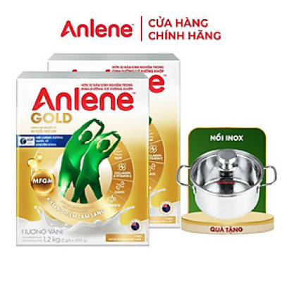 Combo 2 TPBS Anlene Gold hương vani 1.2kg tặng nồi inox