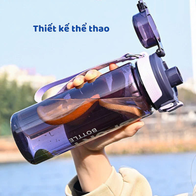 Bình Nước Thê Thao 650ML Có Khóa, Có Chia Vạch , Ron Chống Tràn , Bình Nhựa Tập Gym , Chạy Bộ , Sport Chất Liệu Nhựa PP An Toàn - Hàng chính hãng