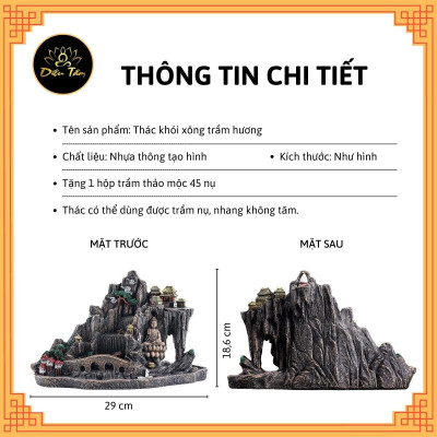 Thác khói trầm hương hình phật size to tặng 1 hộp trầm khói ngược xông trầm, thác khói non bộ tiểu cảnh trang trí
