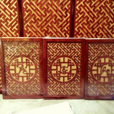 Bộ bàn thờ chung cư bằng gỗ sồi + ám khói + chữ phúc hay chữ bất kỳ