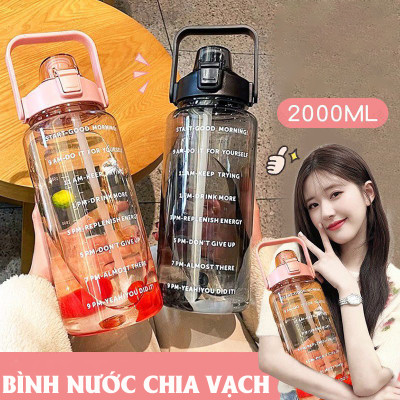 Bình Đựng Nước 2L Cute Có Vạch Báo Giờ Uống Nước,Chất Liệu Nhựa Cao Cấp