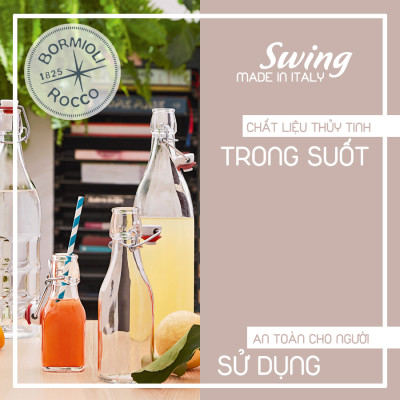 Chai Thủy Tinh Vuông Swing Bormioli Rocco - 0,125 Lít