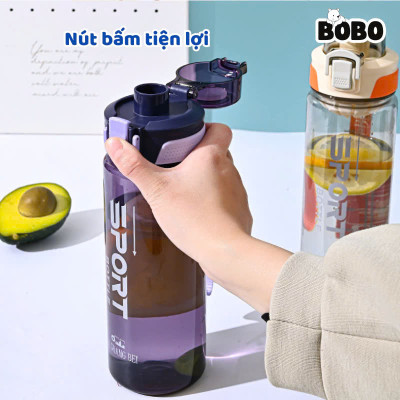 Bình Nước Thê Thao 650ML Có Khóa, Có Chia Vạch , Ron Chống Tràn , Bình Nhựa Tập Gym , Chạy Bộ , Sport Chất Liệu Nhựa PP An Toàn - Hàng chính hãng