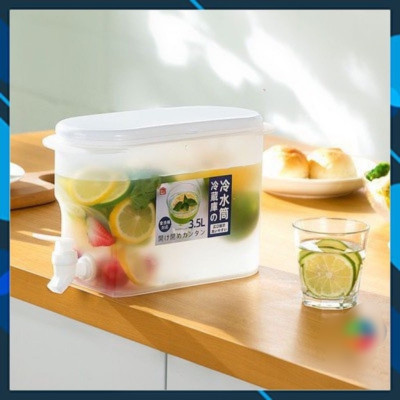 Hộp đựng nước có vòi 3,5L , bình đựng nước để tủ lạnh ,đựng nước trà ,detox ,nước trái cây tiện dụng và cao cấp ,chịu nhiệt cao