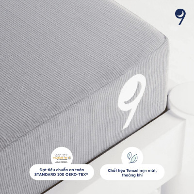 [Phụ Kiện Nệm] Áo Nệm Nest Ru9, Bảo Vệ Nệm Tuyệt Đối, Chất Liệu Tencel Dệt Kim Xám Sang Trọng
