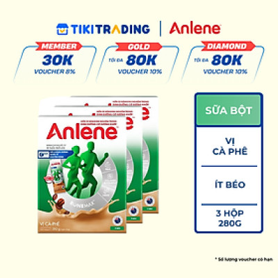 Combo 3 Sữa Bột Anlene vị Cà phê (Hộp giấy 280g)