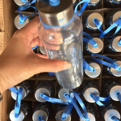 Bộ 5 BÌNH THUỶ TINH DETOX dây xách nắp bạc 500ml 
