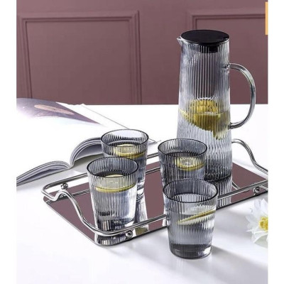 BỘ BÌNH ĐỰNG NƯỚC UỐNG KÈM 6 CỐ THỦY TINH CAO CẤP CHỊU NHIỆT VÂN TĂM ( SET NÀY KHÔNG BAO GỒM KHAY )