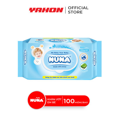 Thùng Khăn Ướt Em Bé NUNA Không Mùi 100 Miếng/Bao, 24 Bao/Thùng