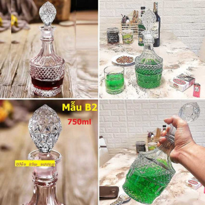 Chai Đựng Rượu Cao Cấp (combo 4 cái) – Vỏ Chai Rượu Đẹp decor sang trọng (A2, A8, B2, B6)