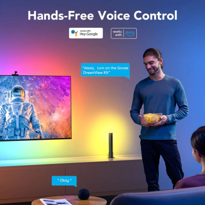 Combo Đèn LED dây đổi màu theo màn hình và Thanh đèn led RGBIC Govee Dreamview TV Backlights T1 Pro H605B (55-65")
