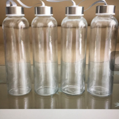 Bộ 5 BÌNH THUỶ TINH DETOX dây xách nắp bạc 500ml 