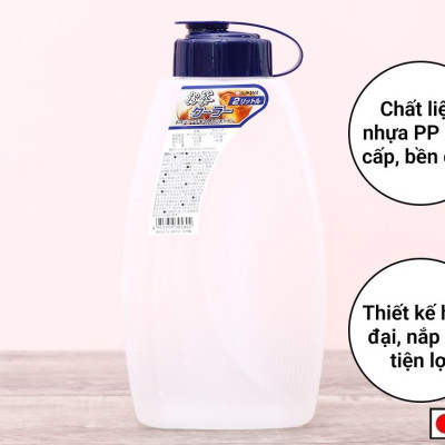 Bình nhựa có nắp đậy chịu nhiệt cao cấp với dung tích 2000ml - Hàng Nội Địa Nhật