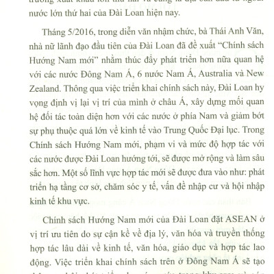 Chính Sách Hướng Nam Mới Của Đài Loan Và Tác Động Của Nó Đối Với Quan Hệ Đài Loan - Đông Nam Á (Sách chuyên khảo)