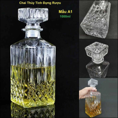 Bình Thủy Tinh Đựng Rượu (combo 4 cái) - Vỏ Chai Rượu Cao Cấp - Bình Đựng Rượu Thủy Tinh Đẹp (A1,A2,A8,B6)