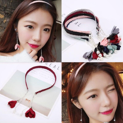 Cài tóc kết hợp bông tai tòng teng dễ thương 2in1