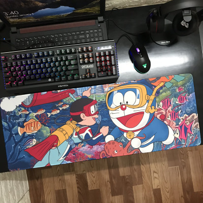 Miếng Lót Chuột, Bàn Di Chuột, mouse padDoraemon cỡ lớn (80x30x0.3) hàng nhập khẩu
