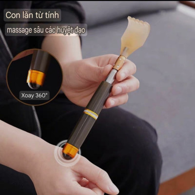 Dụng cụ Massage 2 in 1 Thu Gọn Kéo Dài 50cm Một Đầu Gãi Và By Lăn 360 Độ Từ Tính – Cây Massage Thần Thánh Gãi Lưng Bầm Huyệt Người già Người Trẻ Dùng Đều Khỏe Đẹp Làn Da