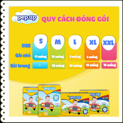 Combo 2 gói Tã/Bỉm Quần Em Bé Pep.up Extra Dry Siêu Mềm Mại, Siêu Khô Thoáng, Kháng Khuẩn Size XXL (16 Miếng/Gói)