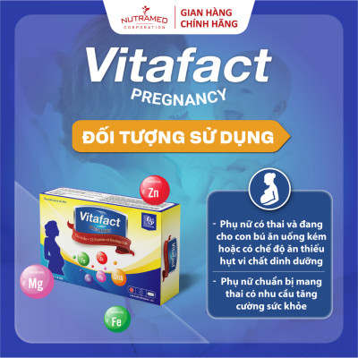 Viên uống Vitafact Pregnancy hỗ trợ bổ sung dưỡng chất và dự phòng dị tật cho thai nhi (30 viên) - Nutramed
