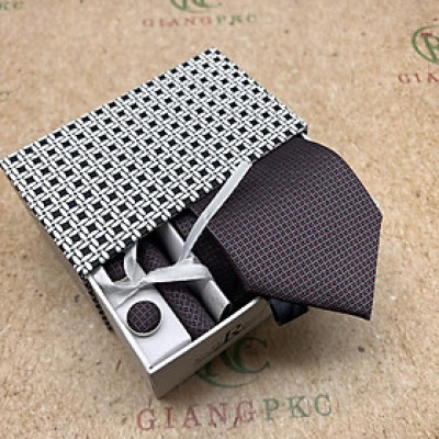 Cà vạt nam trung niên tự thắt 8cm hộp quà tặng cao cấp Giangpkc H2219