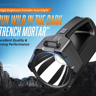 Đèn pin xách tay Superfire M17 - thiết kế trẻ trung hiện đại là loại đèn chiếu đèn pha nhỏ gọn tiện dụng