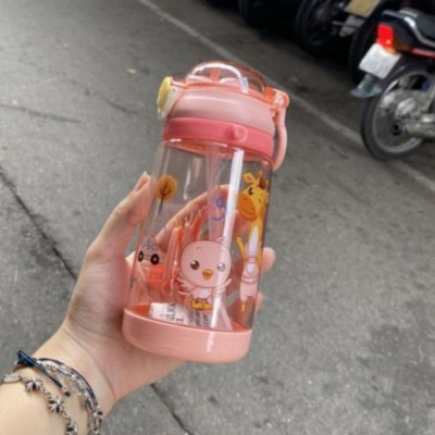 Bình đựng nước trẻ em 450ml Hokori chống tràn có ống hút cho bé đi học đi chơi hàng Cao cấp việt nhật - HÀNG VIỆT NAM